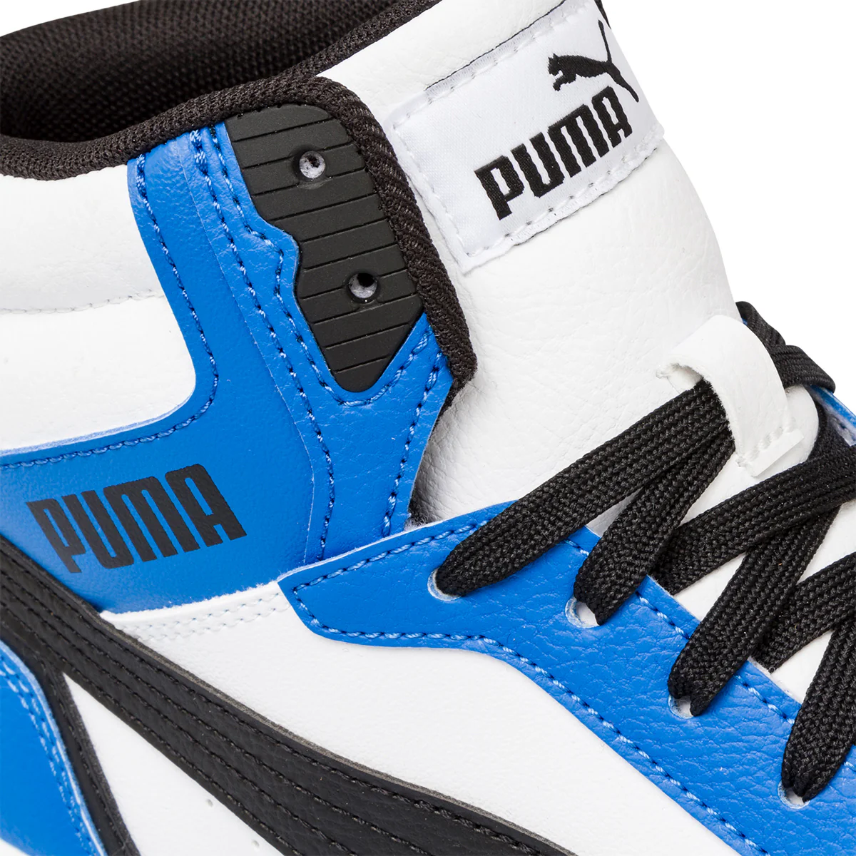 Sneakers alte bianche, blu e nere da ragazzo Puma Rebound V6 Mid Jr - Image 7