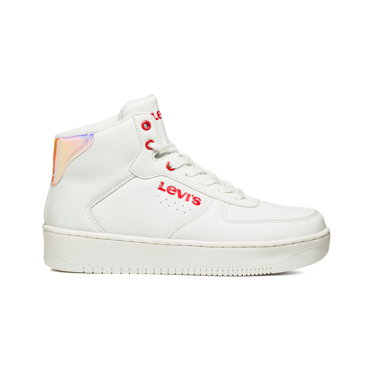 Sneakers alte bianche con dettaglio laminato e logo laterale Levi's