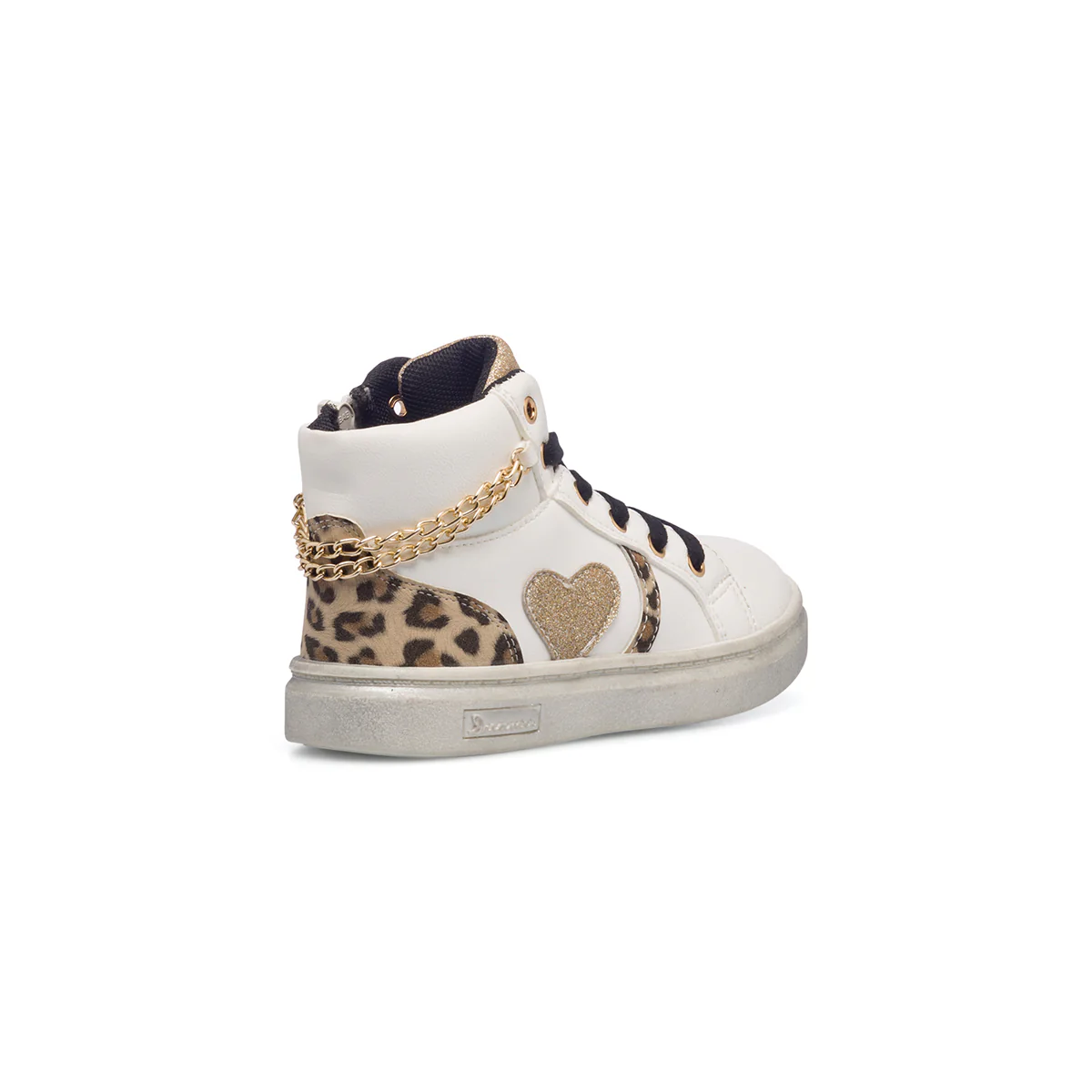 Sneakers alte bianche da bambina con catenina e dettagli animalier 10 Baci - Image 3
