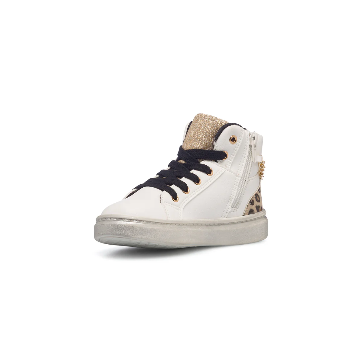 Sneakers alte bianche da bambina con catenina e dettagli animalier 10 Baci - Image 4