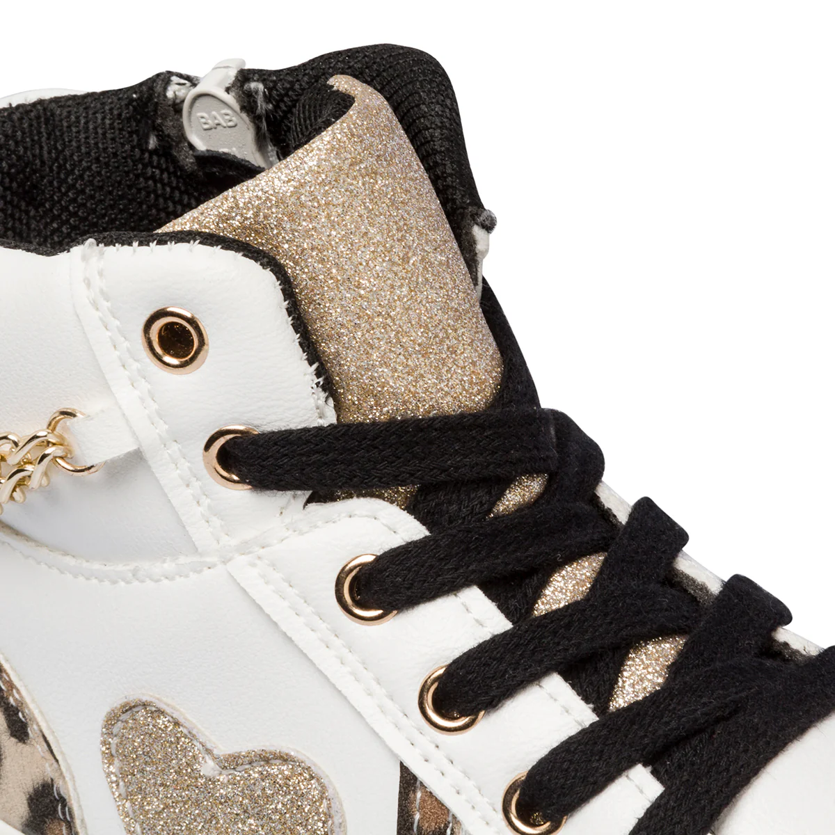 Sneakers alte bianche da bambina con catenina e dettagli animalier 10 Baci - Image 7
