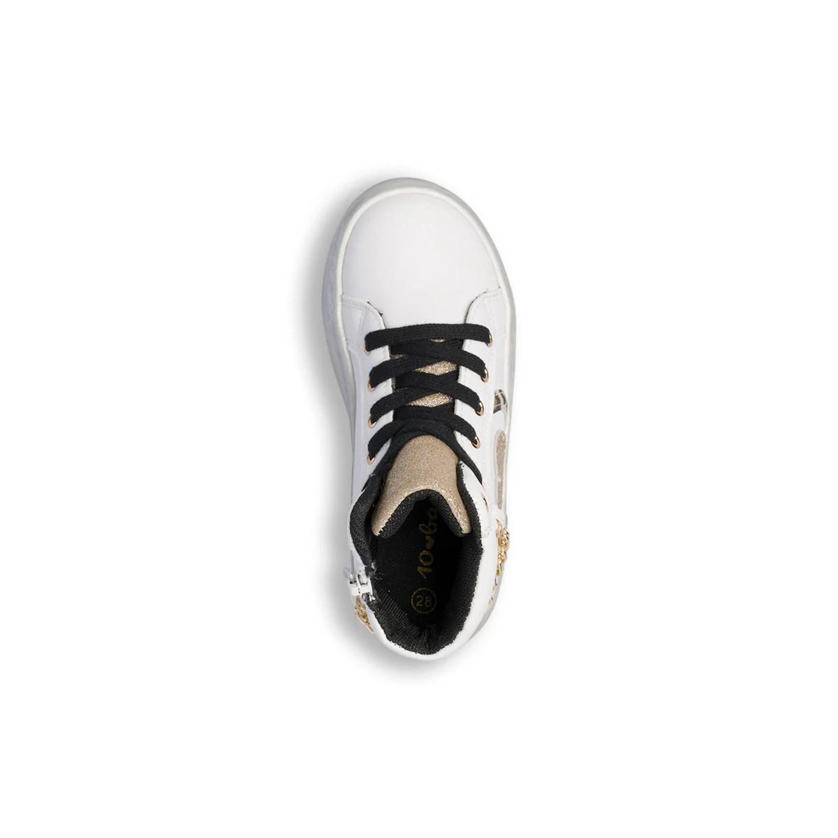 Sneakers alte bianche da bambina con catenina e dettagli animalier 10 Baci - Image 9
