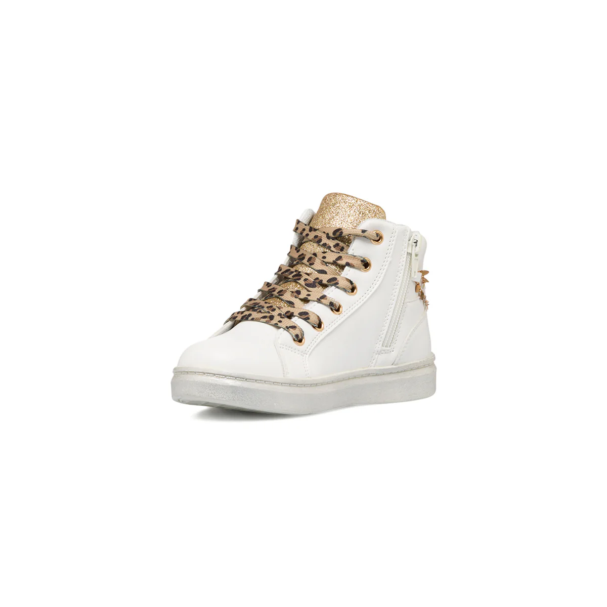 Sneakers alte bianche da bambina con cuoricini dorati Le scarpe di Alice - Image 4