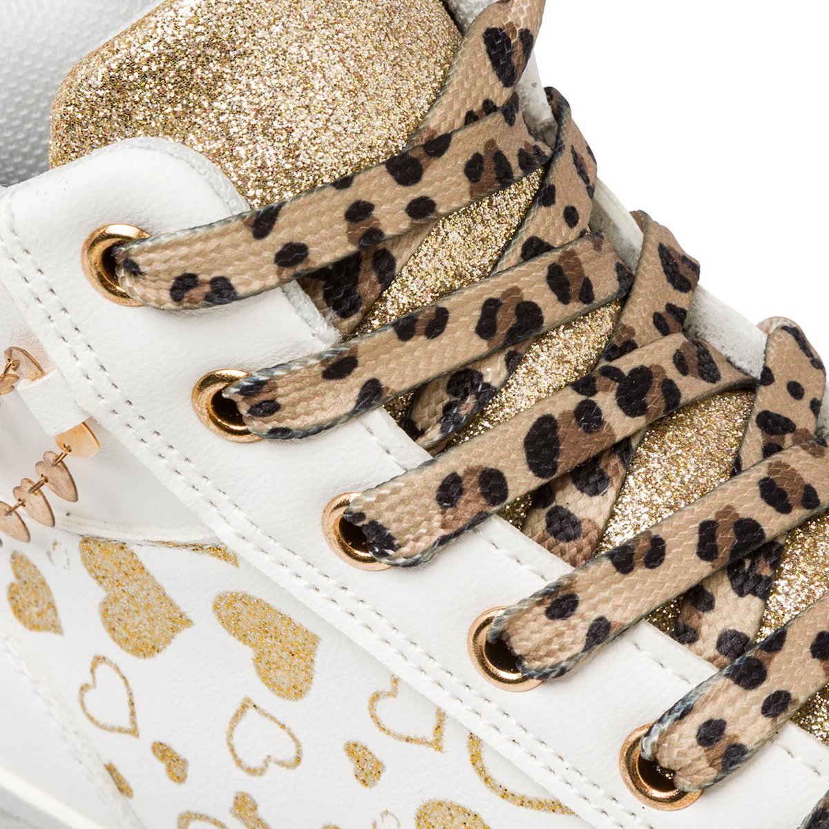 Sneakers alte bianche da bambina con cuoricini dorati Le scarpe di Alice - Image 7