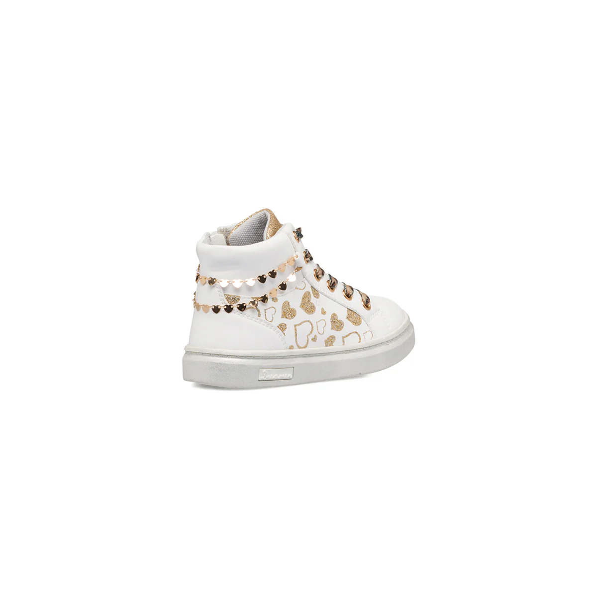 Sneakers alte bianche da bambina con cuoricini dorati Le scarpe di Alice - Image 3