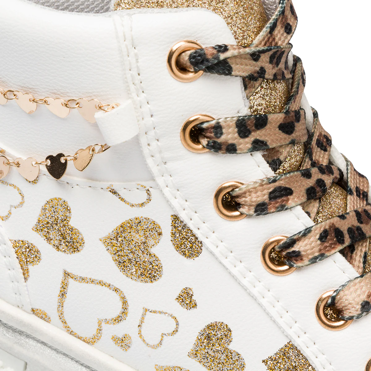 Sneakers alte bianche da bambina con cuoricini dorati Le scarpe di Alice - Image 8