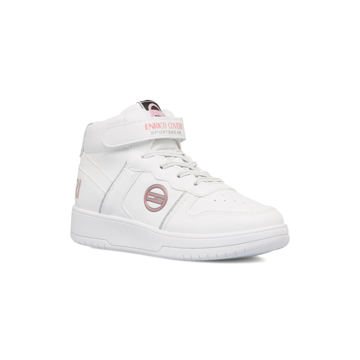 Sneakers alte bianche da bambina con dettagli glitterati argento Enrico Coveri - Image 2