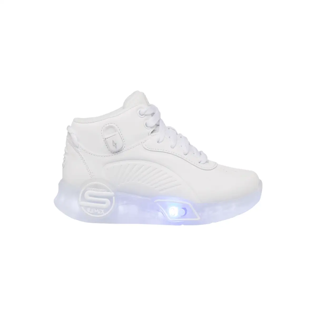 Sneakers alte bianche da bambina con luci Skechers S-Lights Remix
