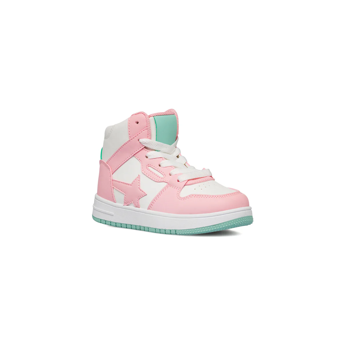 Sneakers alte bianche da bambina Le Scarpe di Alice con dettagli rosa e turchese - Image 2