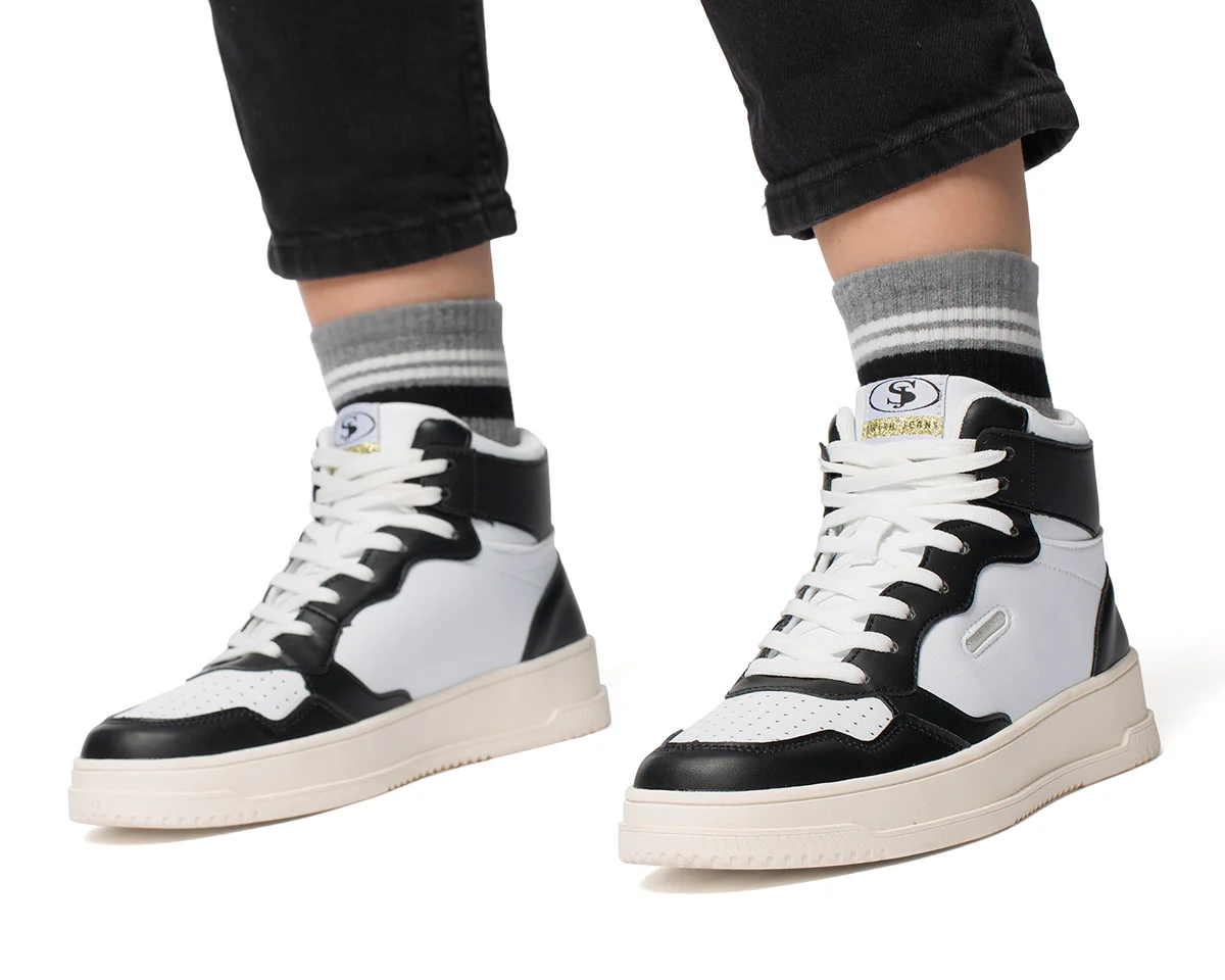 Sneakers alte bianche da donna con dettagli neri Swish Jeans - Image 4