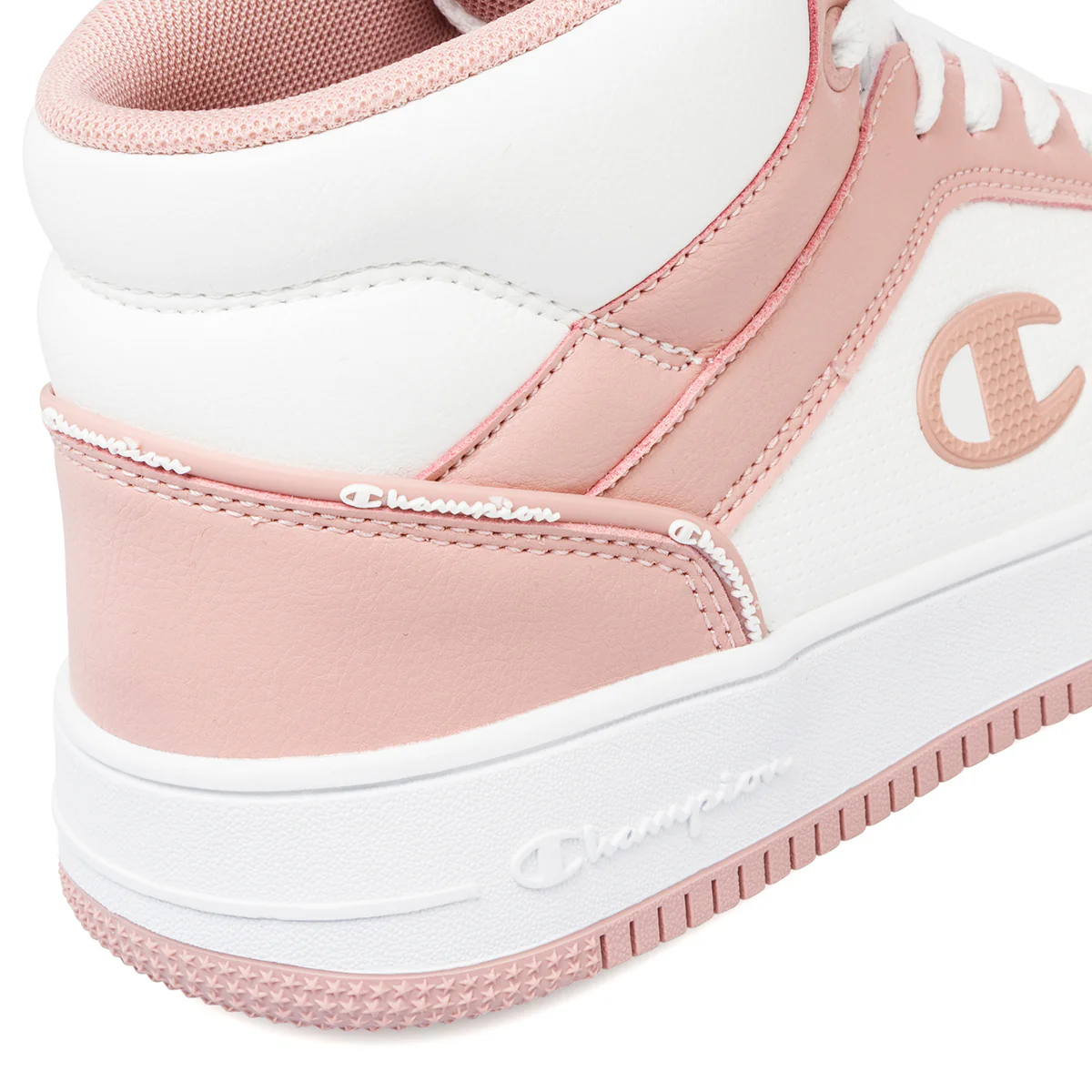 Sneakers alte bianche da donna con dettagli rosa Champion Rebound 2.0 Mid - Image 8
