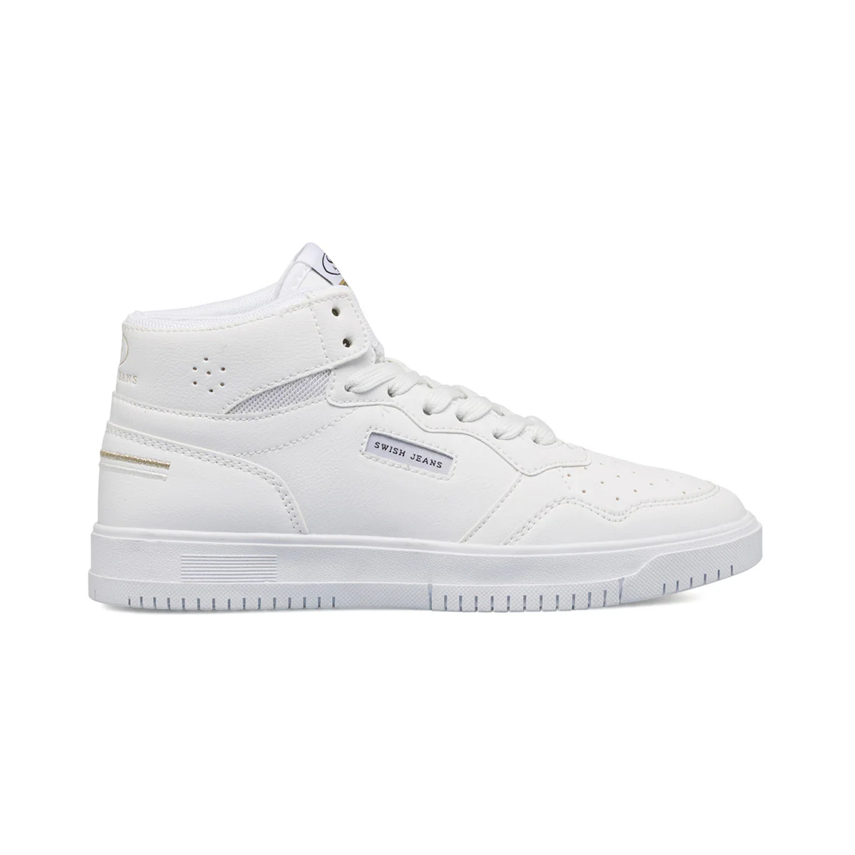 Sneakers alte bianche da donna con dettagli traforati Swish Jeans