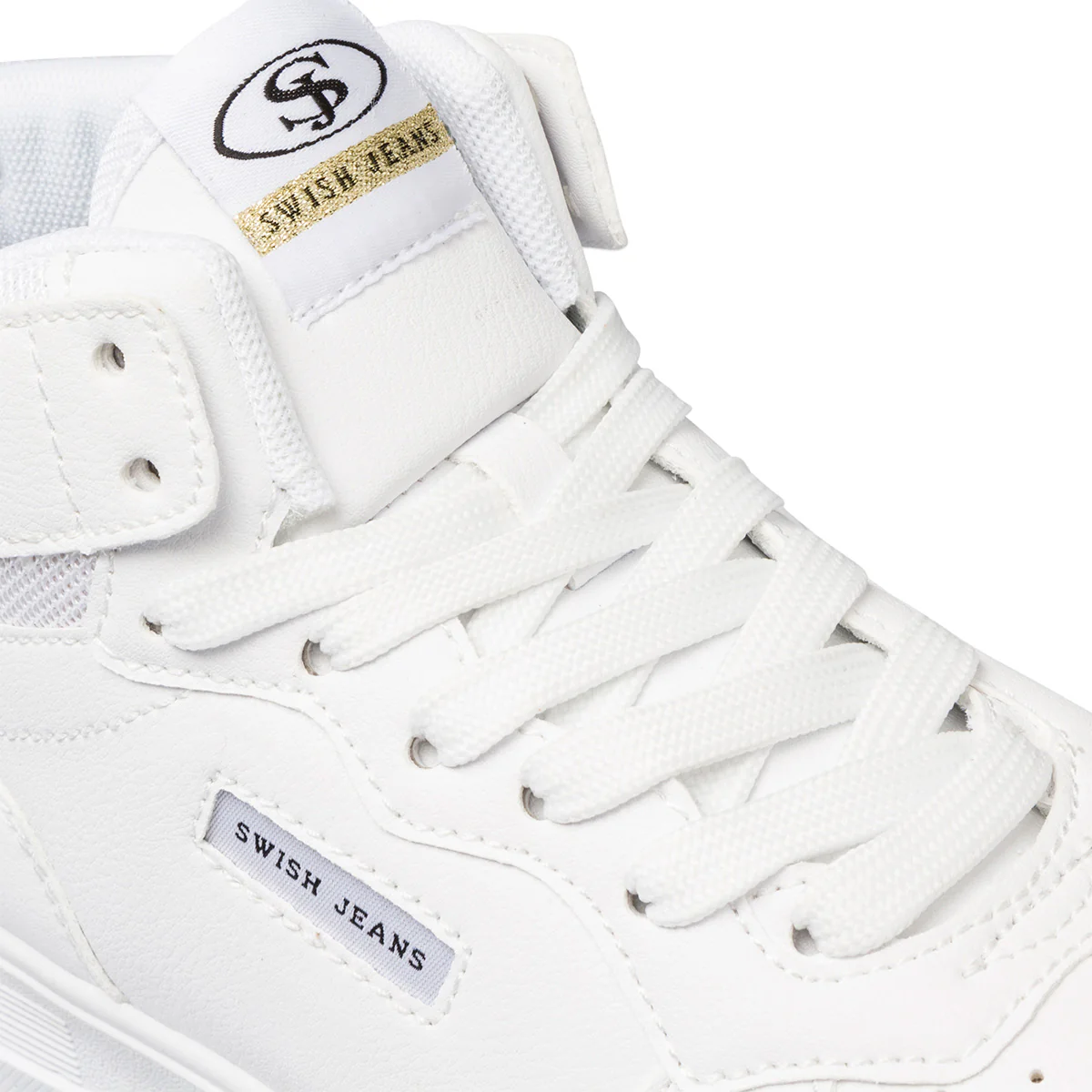 Sneakers alte bianche da donna con dettagli traforati Swish Jeans - Image 7