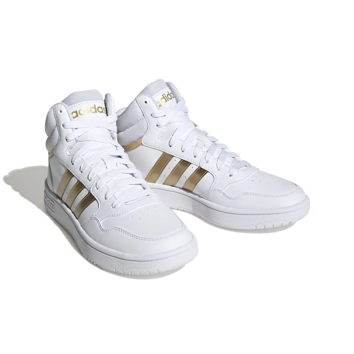 Sneakers alte bianche da donna con strisce a contrasto adidas Hoops 3.0 Mid - Image 5