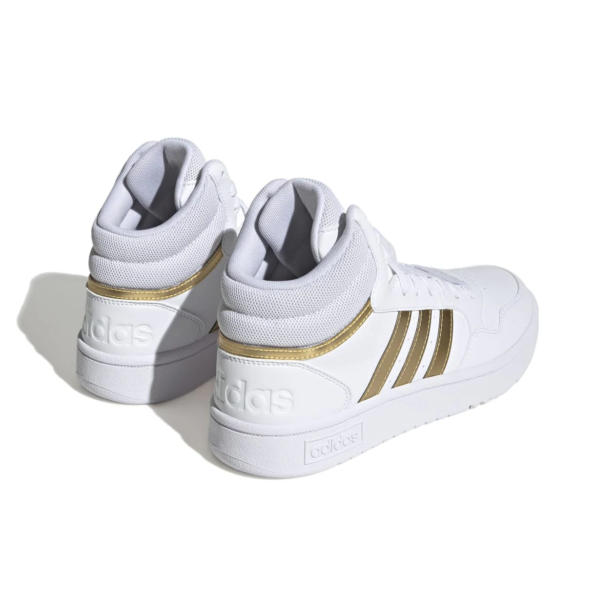 Sneakers alte bianche da donna con strisce a contrasto adidas Hoops 3.0 Mid - Image 6