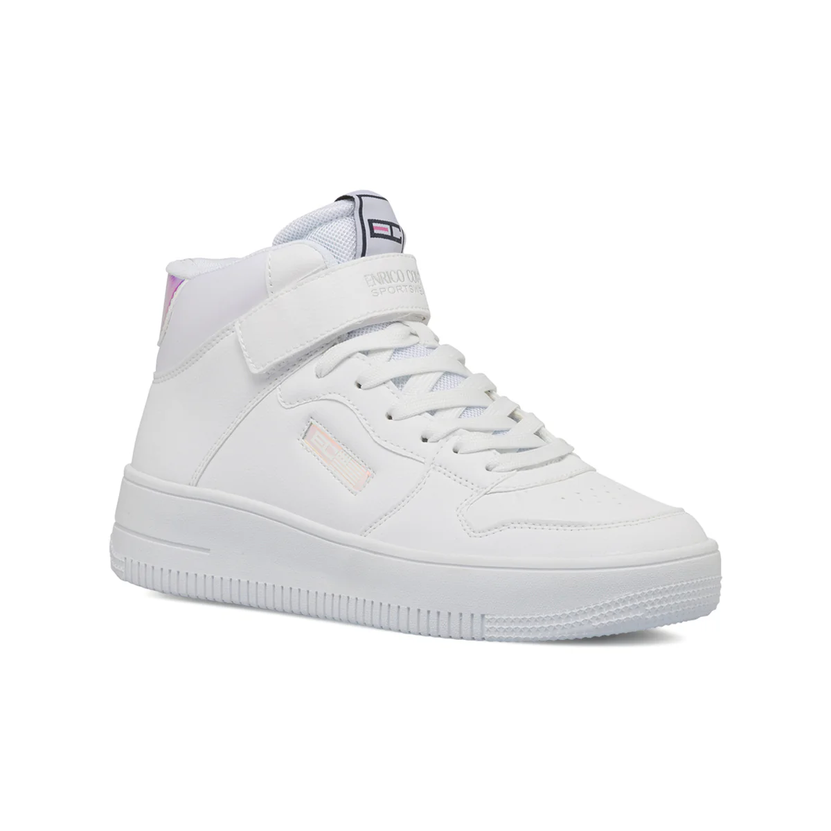 Sneakers alte bianche da donna con velcro e lacci Enrico Coveri - Image 4