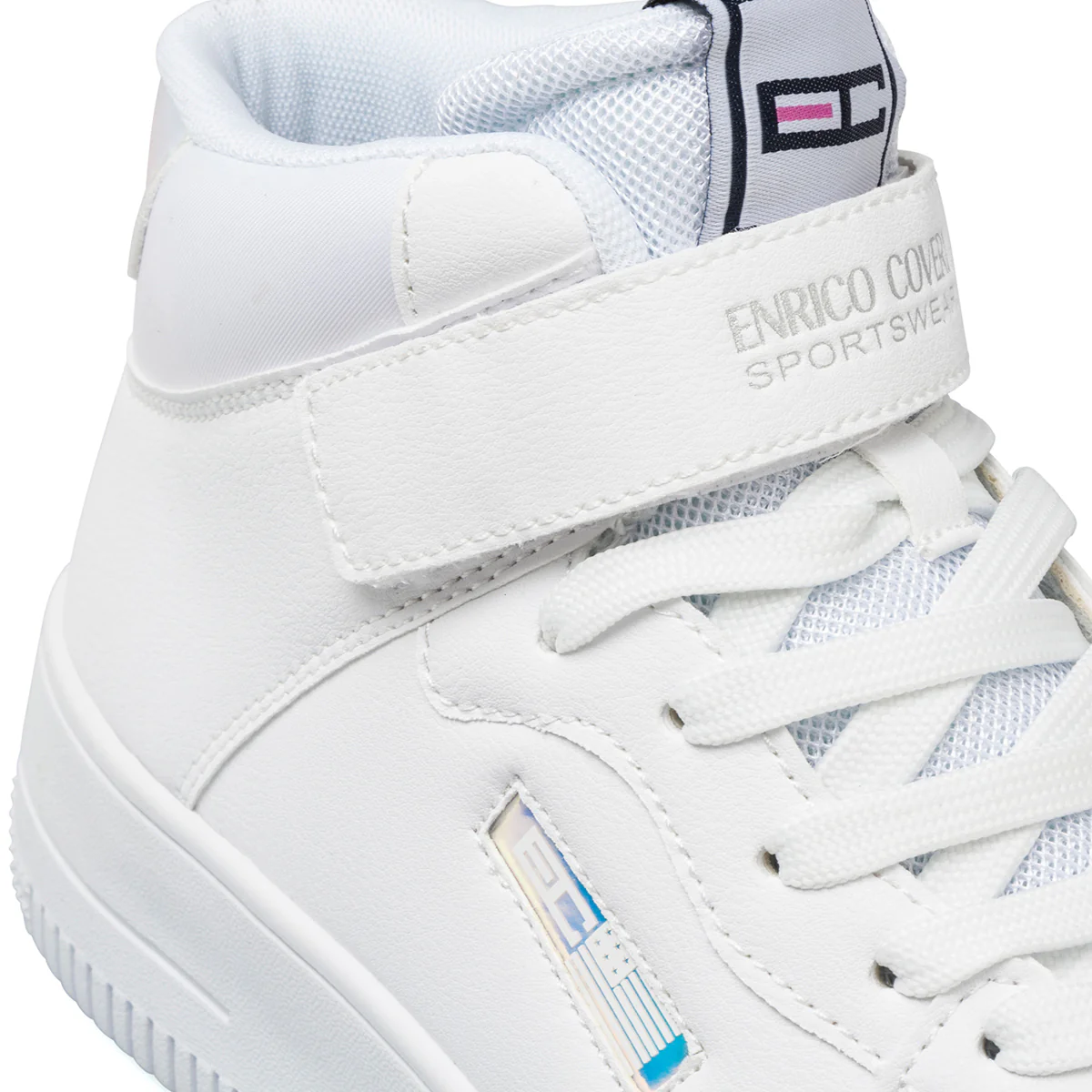 Sneakers alte bianche da donna con velcro e lacci Enrico Coveri - Image 6