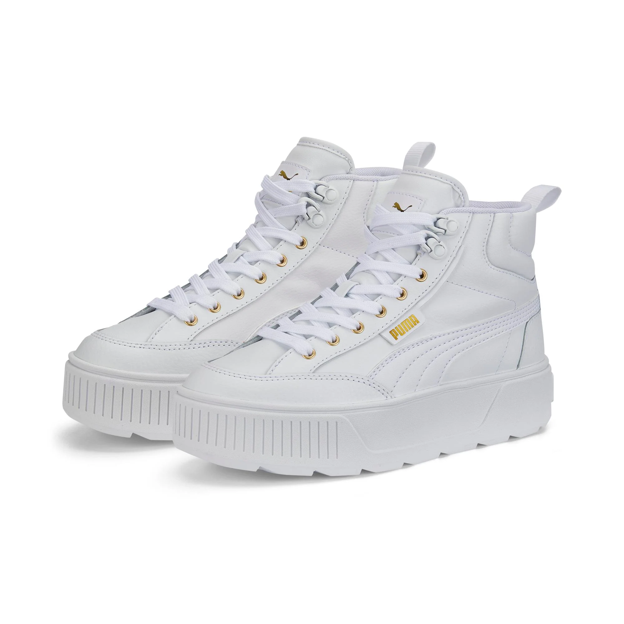 Sneakers alte bianche da donna con zeppa Puma Karmen Mid