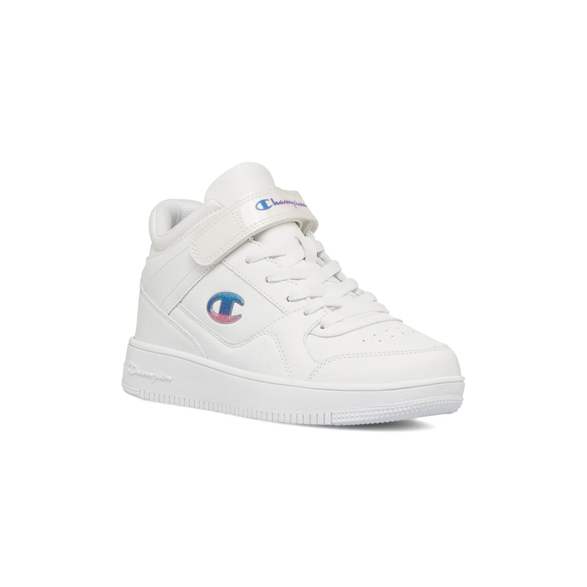 Sneakers alte bianche da ragazza con logo glitterato Champion Rebound Mid G GS - Image 2
