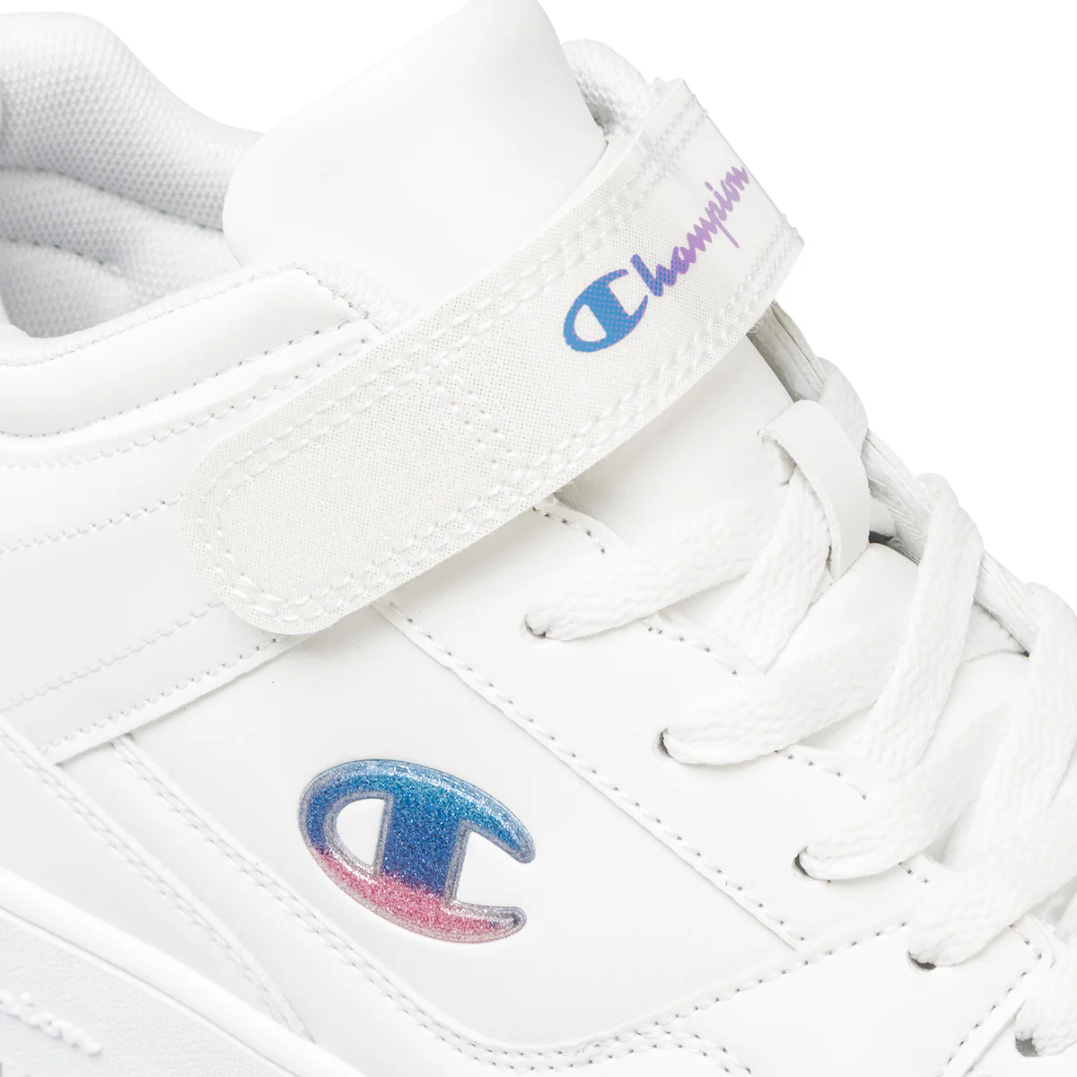 Sneakers alte bianche da ragazza con logo glitterato Champion Rebound Mid G GS - Image 6
