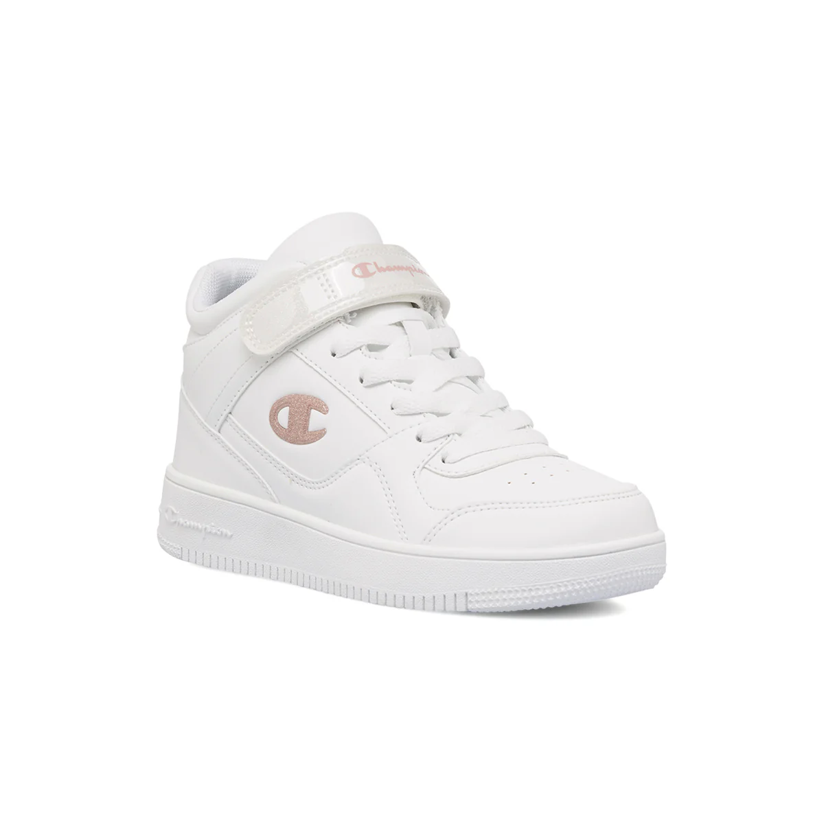 Sneakers alte bianche da ragazza con logo glitterato Champion Rebound Mid G GS - Image 2