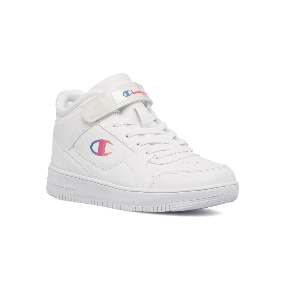 Sneakers alte bianche da ragazza con logo laterale Champion Rebound Vintage Mid G GS - Image 5