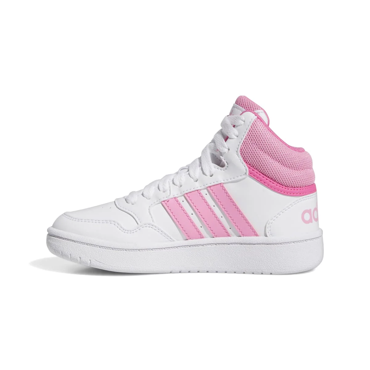 Sneakers alte bianche da ragazza con strisce rosa adidas Hoops 3.0 Mid K - Image 4