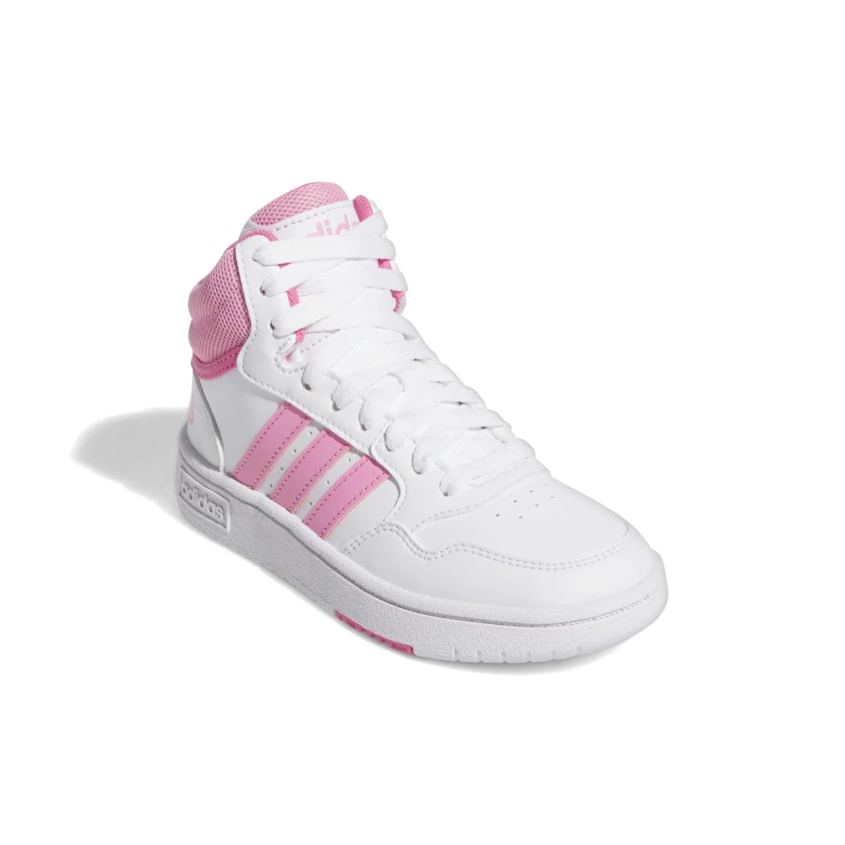 Sneakers alte bianche da ragazza con strisce rosa adidas Hoops 3.0 Mid K - Image 5