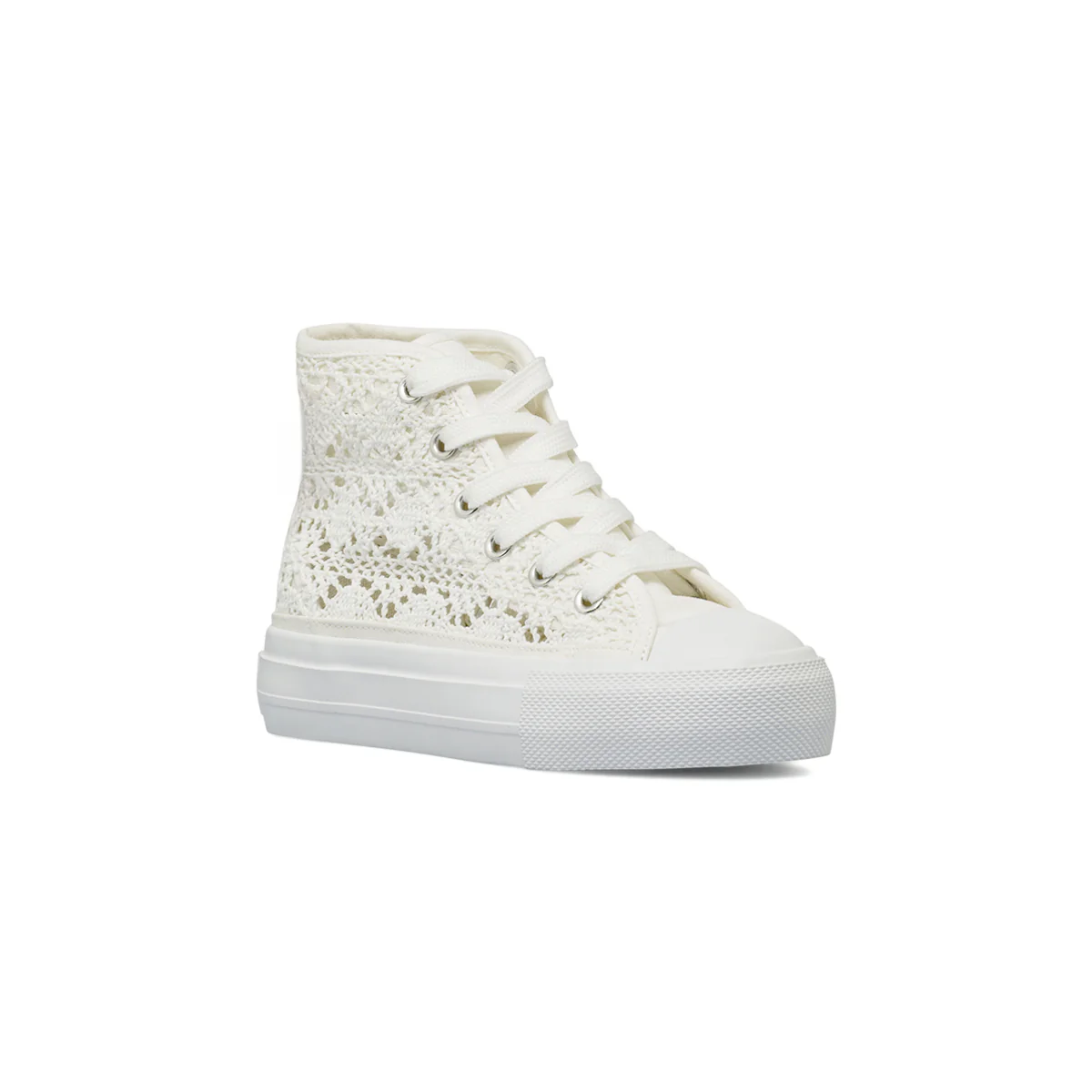 Sneakers alte bianche da Ragazza in tessuto effetto pizzo Dieci Baci - Image 2