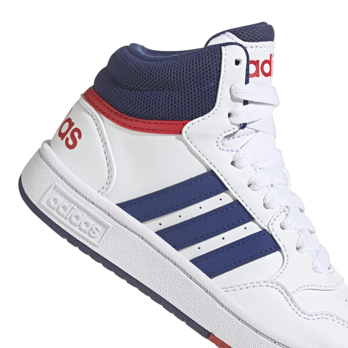 Sneakers alte bianche da ragazzo con design 3-stripes adidas Hoops Mid 3.0 K - Image 7