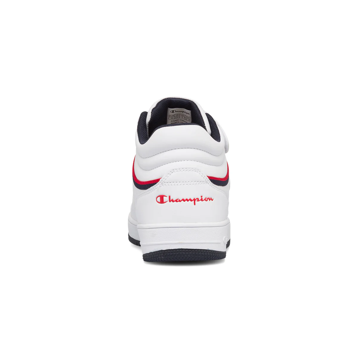 Sneakers alte bianche da ragazzo con dettagli blu e rossi Champion Rebound Vintage - Image 4