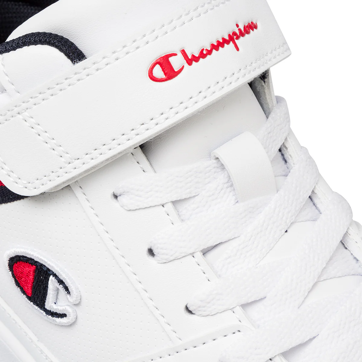 Sneakers alte bianche da ragazzo con dettagli blu e rossi Champion Rebound Vintage - Image 7