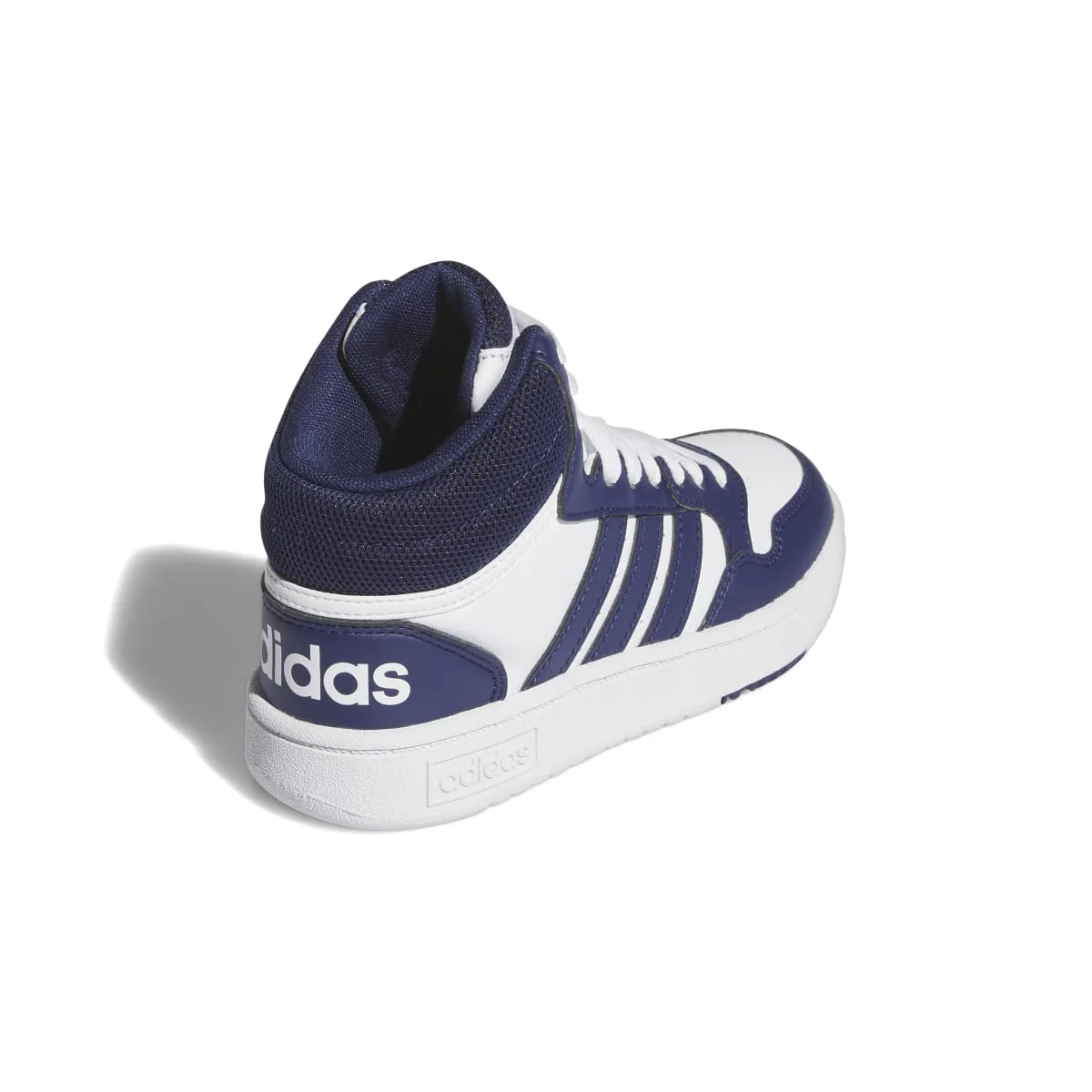 Sneakers alte bianche da ragazzo con strisce blu adidas Hoops 3.0 Mid K - Image 6