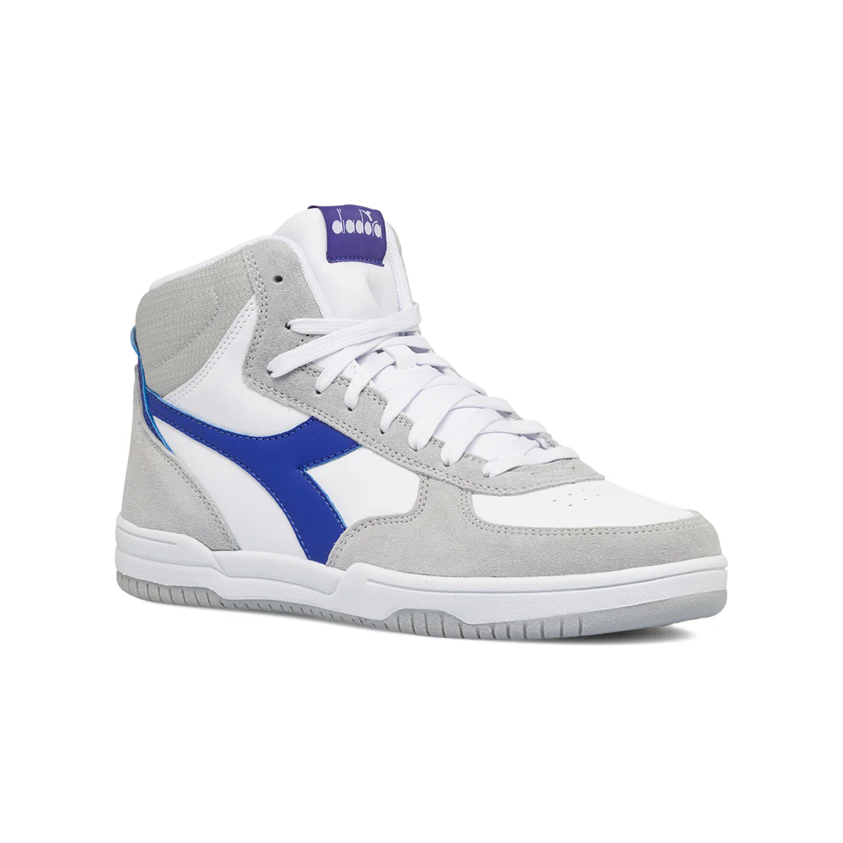 Sneakers alte bianche da uomo con dettagli in grigio Diadora Raptor High - Image 2