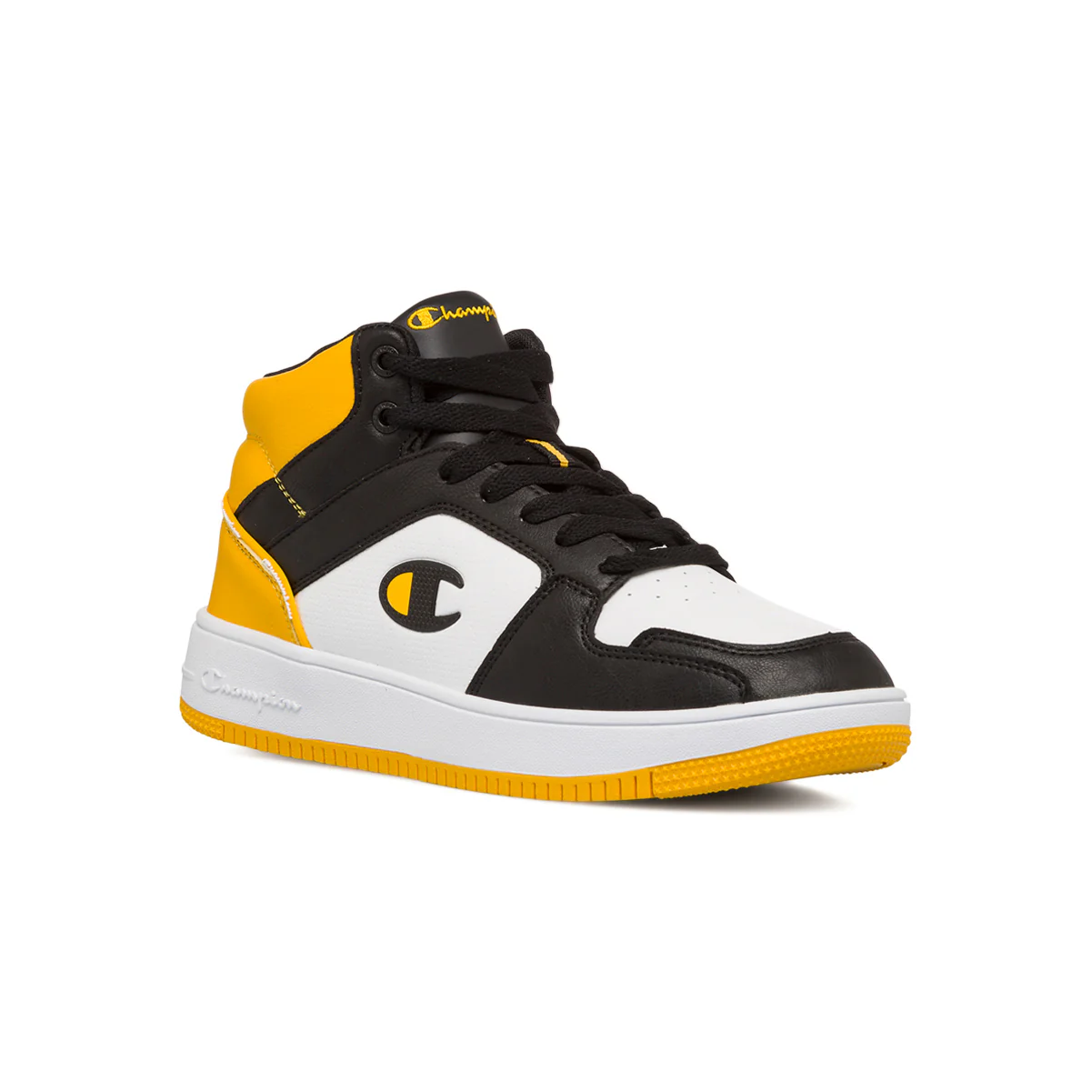 Sneakers alte bianche da uomo con dettagli neri e gialli Champion Rebound 2.0 Mid - Image 2