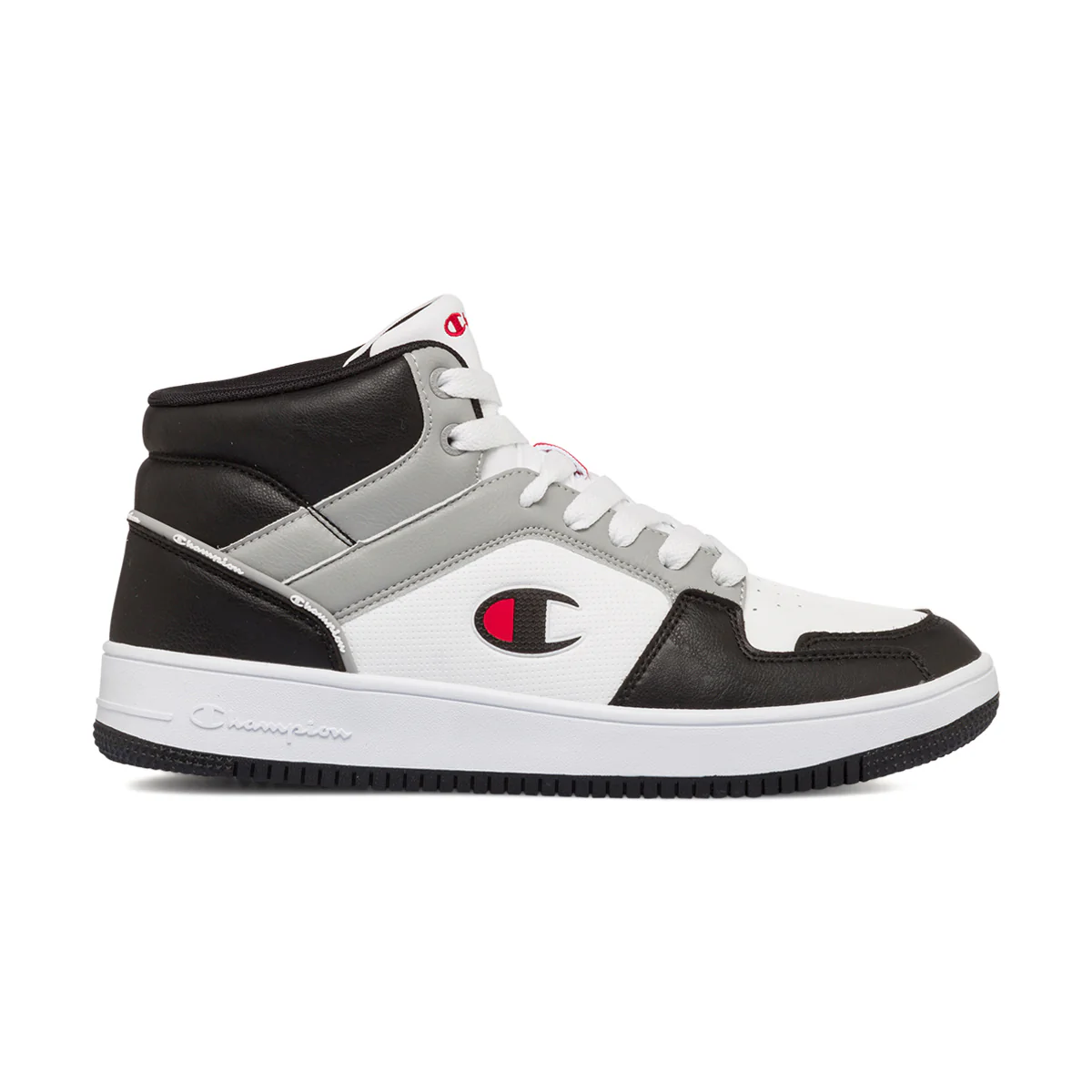 Sneakers alte bianche da uomo con dettagli neri e grigi Champion Rebound 2.0 Mid
