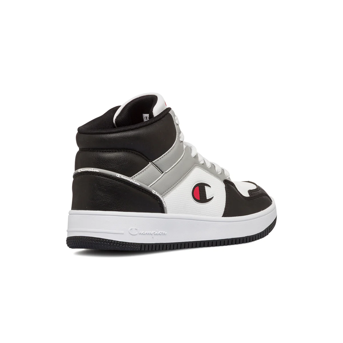 Sneakers alte bianche da uomo con dettagli neri e grigi Champion Rebound 2.0 Mid - Image 3