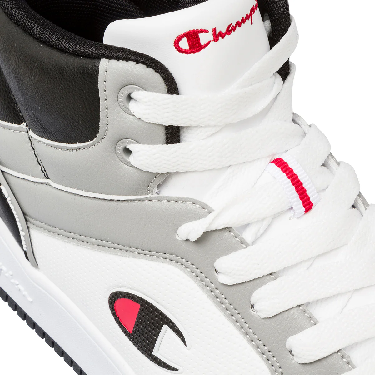 Sneakers alte bianche da uomo con dettagli neri e grigi Champion Rebound 2.0 Mid - Image 7