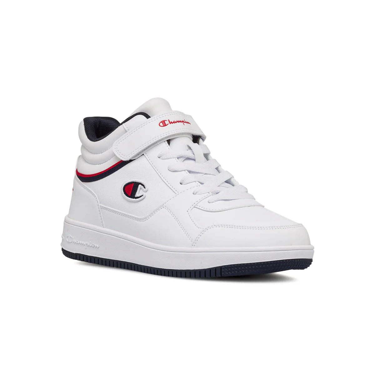 Sneakers alte bianche da uomo con dettagli rossi e blu Champion Rebound Vintage - Image 2