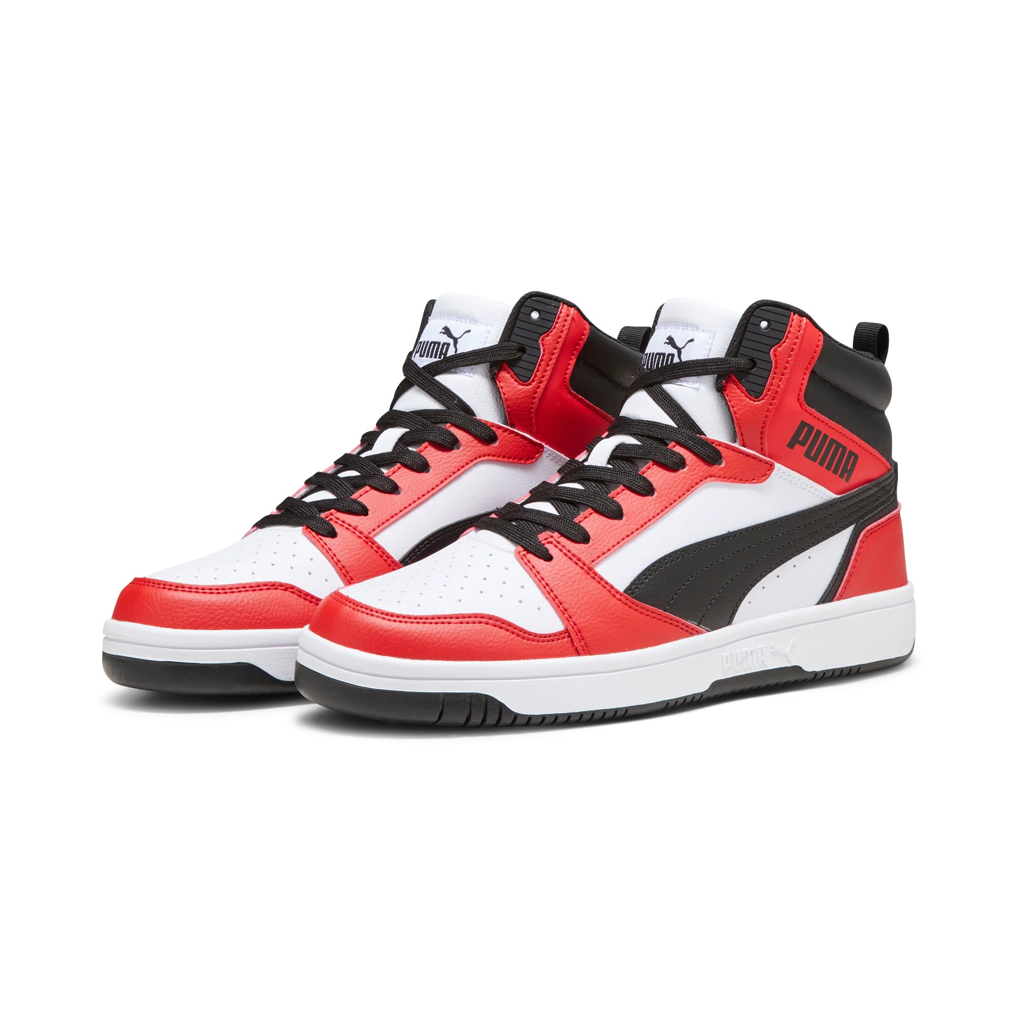 Sneakers alte bianche da uomo con dettagli rossi e neri Puma Rebound v6 - Image 3