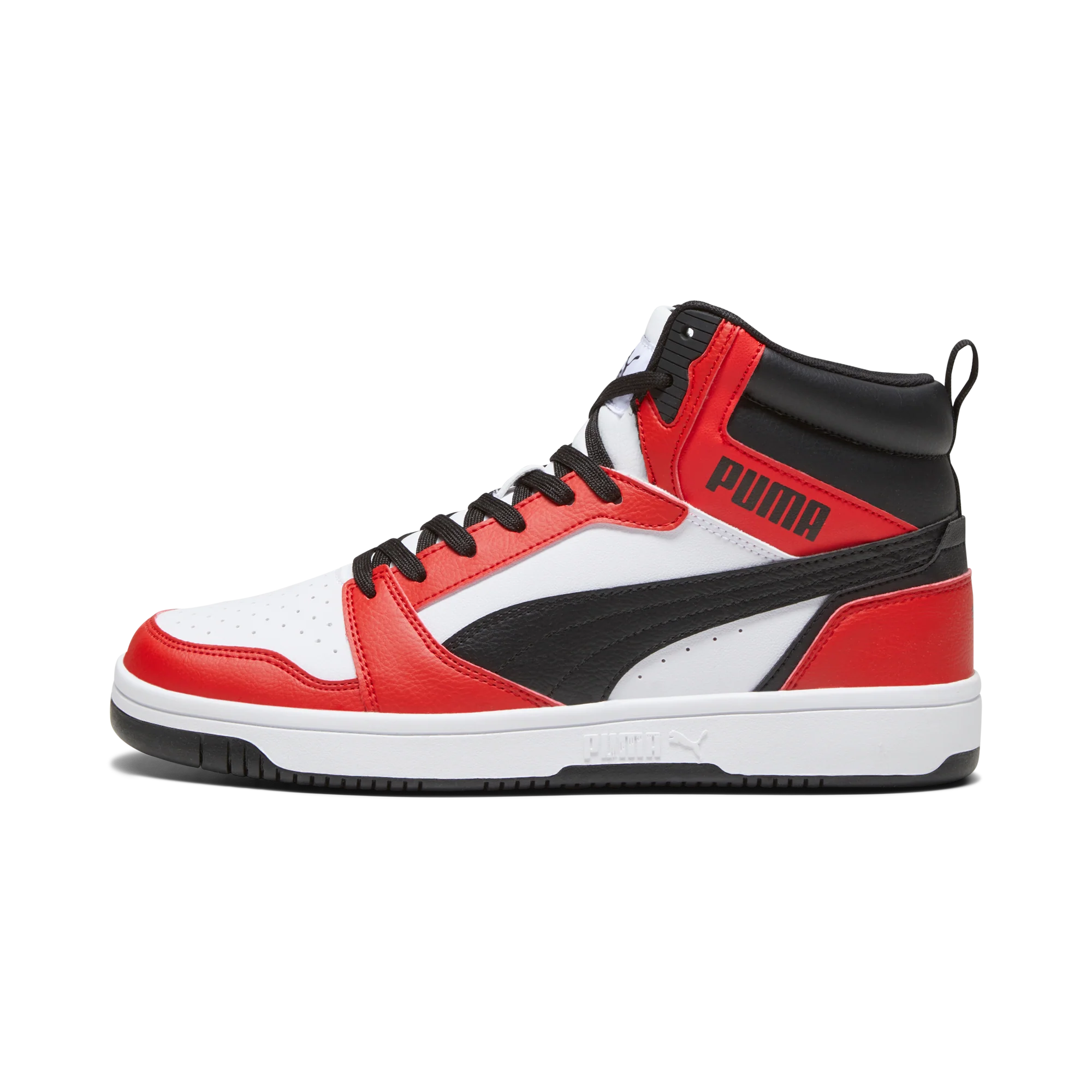 Sneakers alte bianche da uomo con dettagli rossi e neri Puma Rebound v6 - Image 4