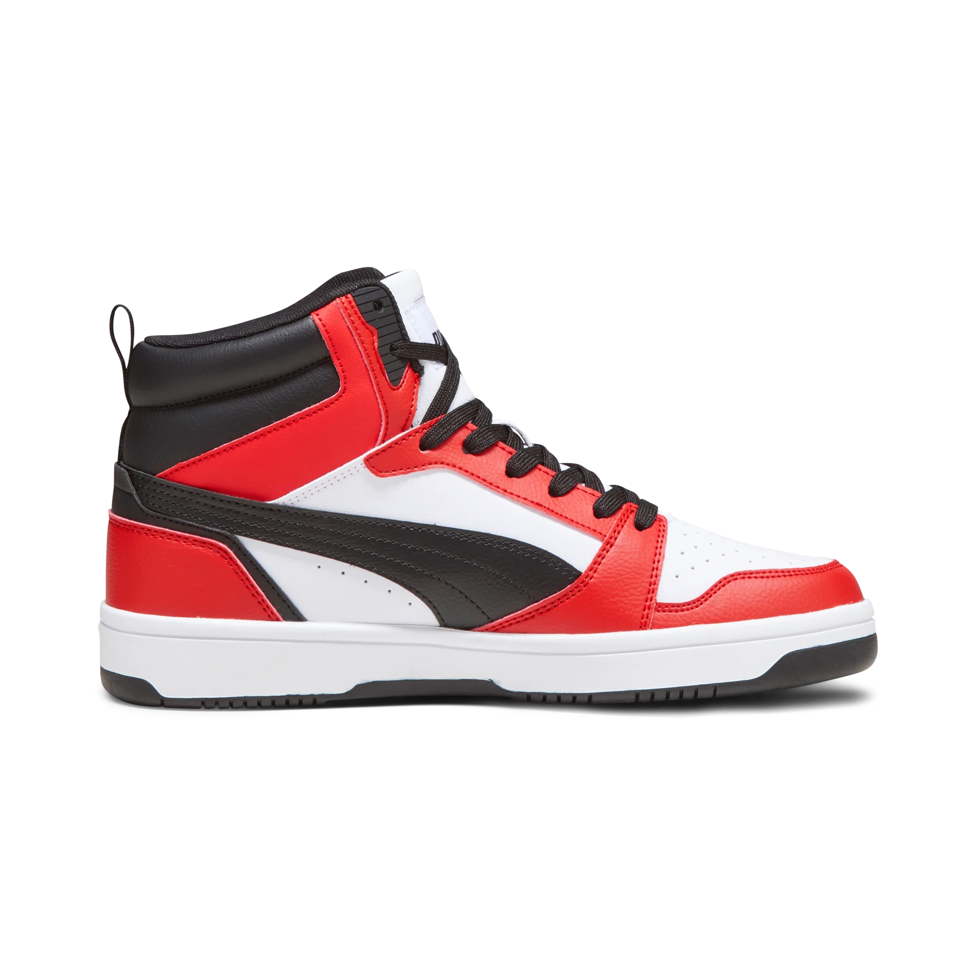 Sneakers alte bianche da uomo con dettagli rossi e neri Puma Rebound v6 - Image 6