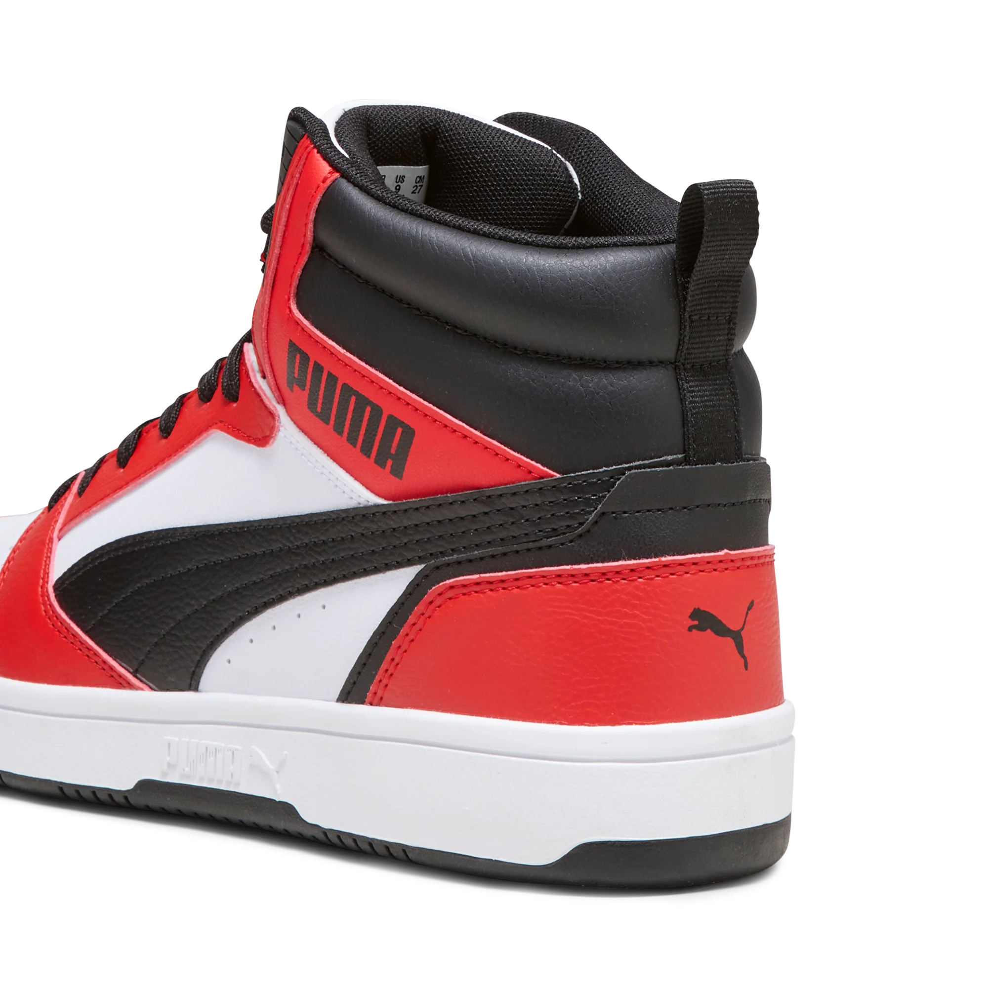 Sneakers alte bianche da uomo con dettagli rossi e neri Puma Rebound v6 - Image 8