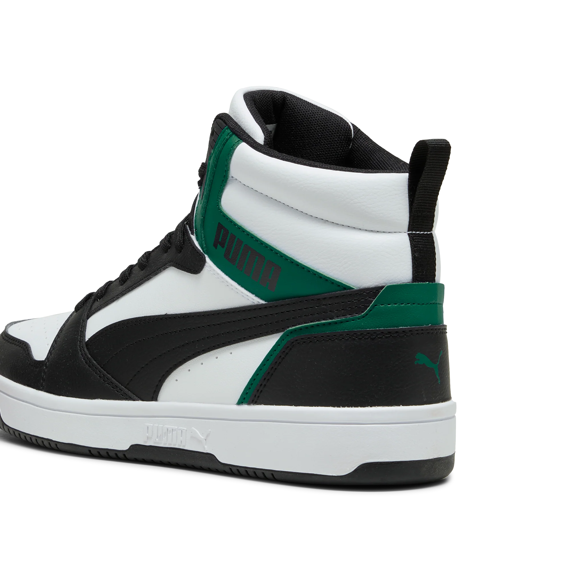 Sneakers alte bianche da uomo con dettagli verdi e neri Puma Rebound v6 - Image 2