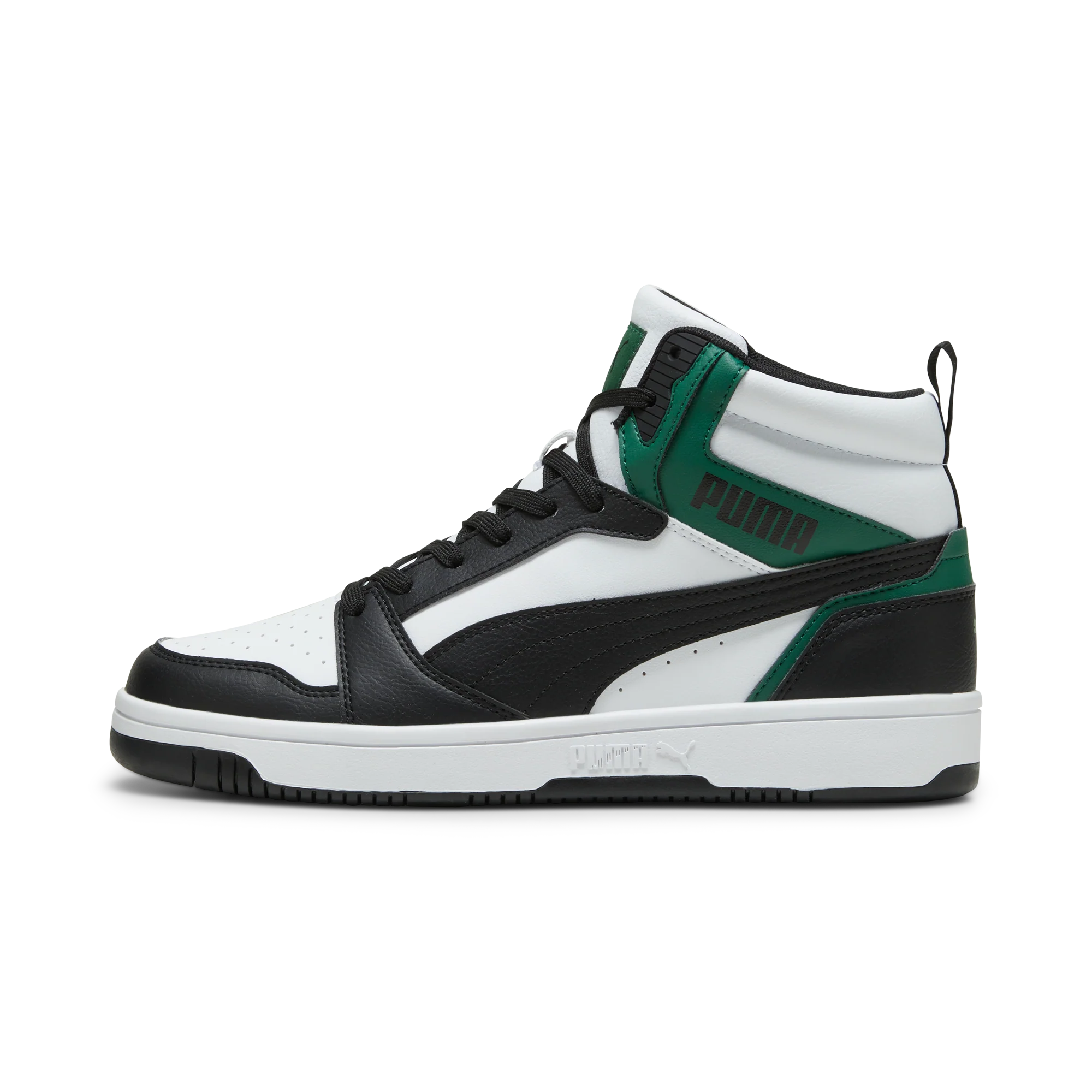 Sneakers alte bianche da uomo con dettagli verdi e neri Puma Rebound v6 - Image 3