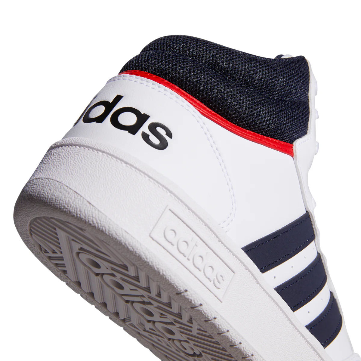Sneakers alte bianche da uomo con strisce a contrasto adidas Hoops 3.0 Mid Classic Vintage - Image 7