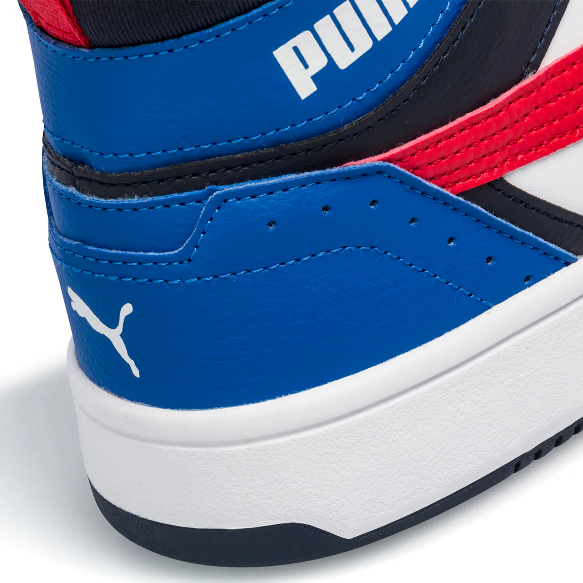 Sneakers alte bianche e blu con logo a contrasto Puma Rebound Joy Jr - Image 13