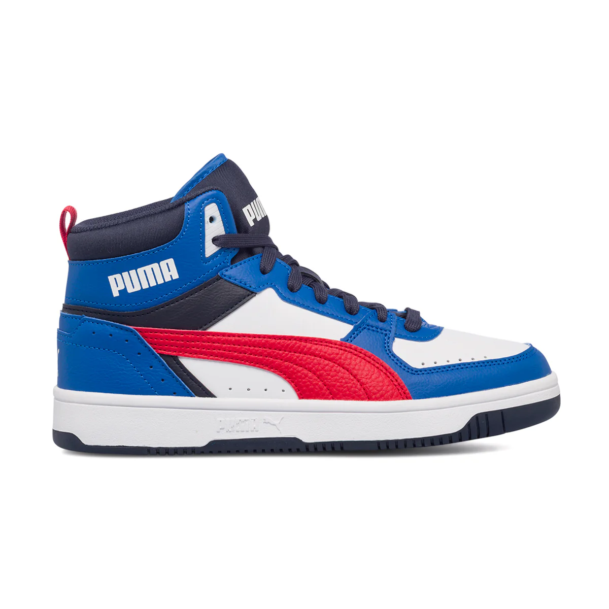 Sneakers alte bianche e blu con logo a contrasto Puma Rebound Joy Jr - Image 6