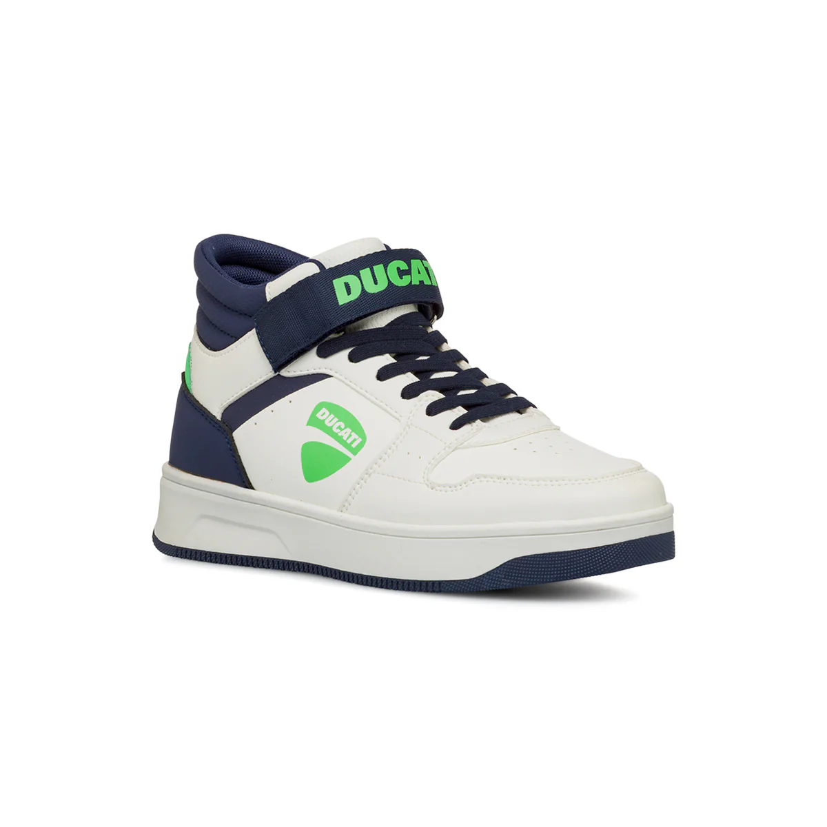 Sneakers alte bianche e blu da Ragazzo con strappo Ducati - Image 2
