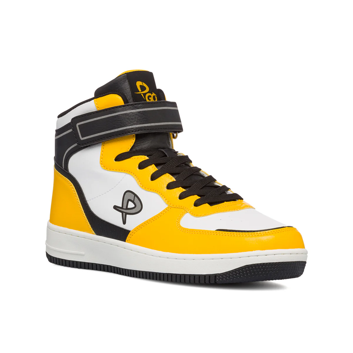 Sneakers alte bianche e gialle da uomo con lacci e velcro P Go - Image 2